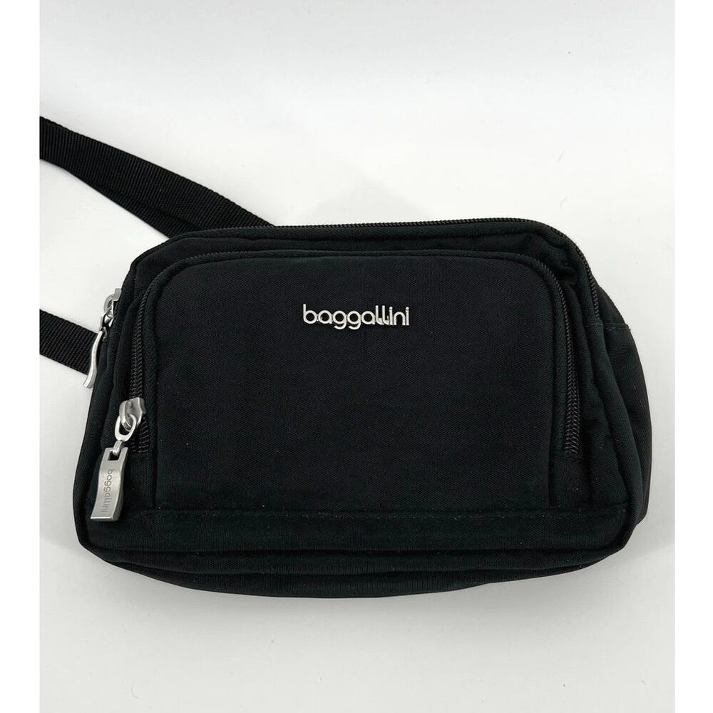 NWOT Baggallini RFID TRIFECTA WALLET TRIPLE ZIP Crossbody Bag Black Small